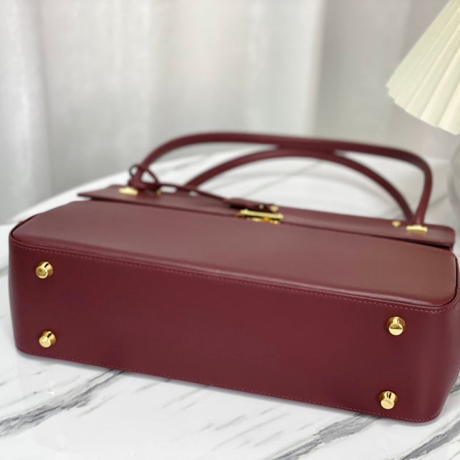 PARISIENNE 30 HANDBAG IN MULBERRY PURPLE SMOOTH CALFSKIN