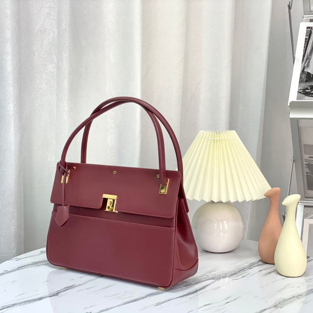 PARISIENNE 30 HANDBAG IN MULBERRY PURPLE SMOOTH CALFSKIN