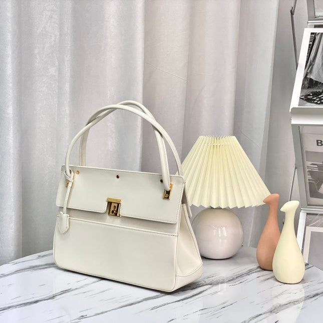 PARISIENNE 30 HANDBAG IN WHITE SMOOTH CALFSKIN