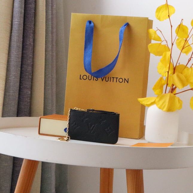 LV 25S CARD HOLDER RECTO VERSO 12 IN BLACK MONOGRAM EMPREINTE EMBOSSED CALFSKIN