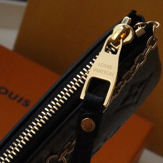 LV 25S CARD HOLDER RECTO VERSO 12 IN BLACK MONOGRAM EMPREINTE EMBOSSED CALFSKIN