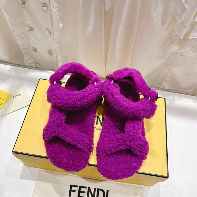 FENDI DAD SANDAL IN MAGENTA PURPLE FLEECE