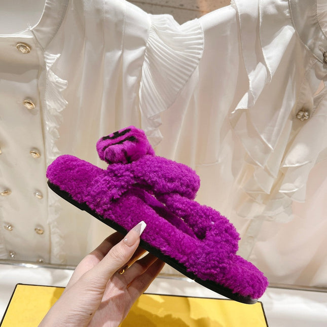 FENDI DAD SANDAL IN MAGENTA PURPLE FLEECE