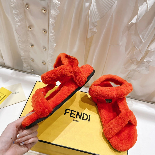 FENDI DAD SANDAL IN PASSION RED FLEECE