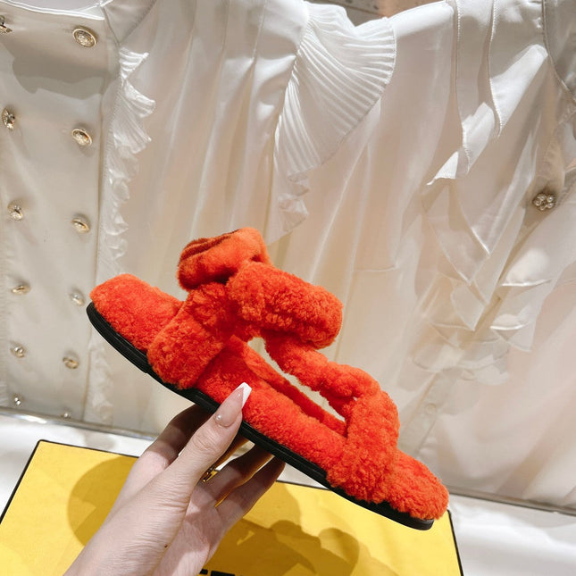 FENDI DAD SANDAL IN PASSION RED FLEECE