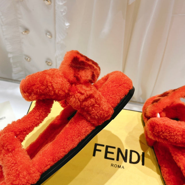 FENDI DAD SANDAL IN PASSION RED FLEECE