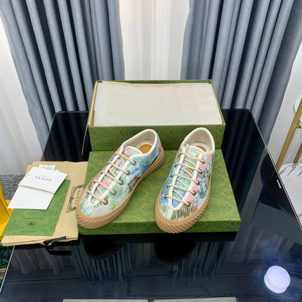 GG UNIQUE SNEAKER THICK-SOLE GRASS MOTIF CANVAS
