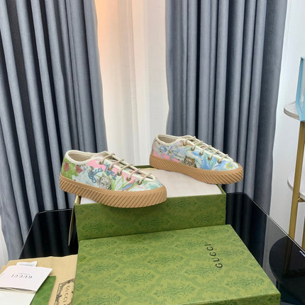 GG UNIQUE SNEAKER THICK-SOLE GRASS MOTIF CANVAS
