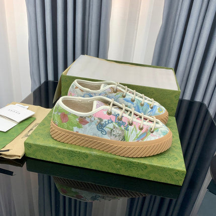 GG UNIQUE SNEAKER THICK-SOLE GRASS MOTIF CANVAS