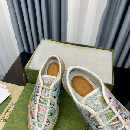 GG UNIQUE SNEAKER THICK-SOLE GRASS MOTIF CANVAS