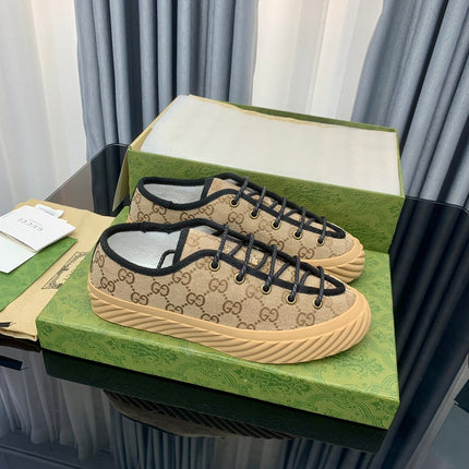 GG UNIQUE SNEAKER THICK-SOLE LIGHT BROWN CANVAS