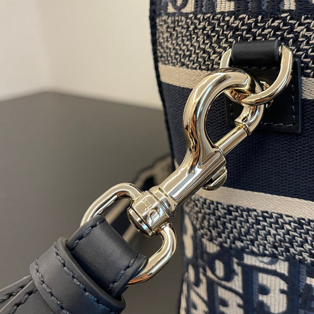 MEDIUM 28 DIORCAMP BAG IN BLUE OBLIQUE EMBROIDERY