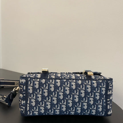 MEDIUM 28 DIORCAMP BAG IN BLUE OBLIQUE EMBROIDERY