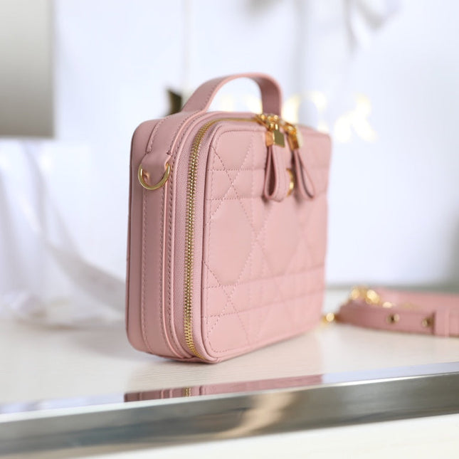 CARO BOX BAG 19 IN LIGHT PINK CALFSKIN