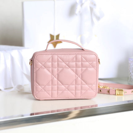 CARO BOX BAG 19 IN LIGHT PINK CALFSKIN