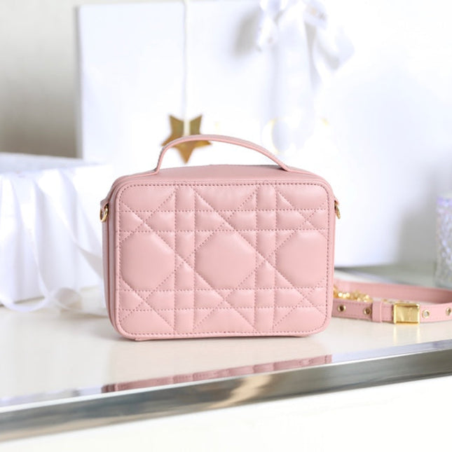 CARO BOX BAG 19 IN LIGHT PINK CALFSKIN