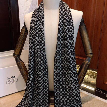 KNIT CASHMERE SCARF BLACK MIX WHITE 619589