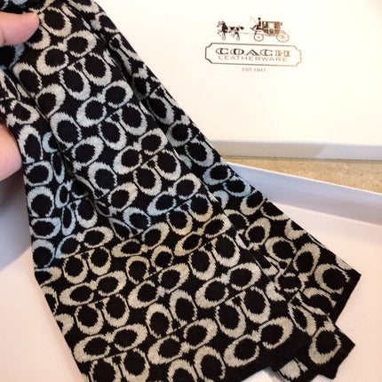 KNIT CASHMERE SCARF BLACK MIX WHITE 619589