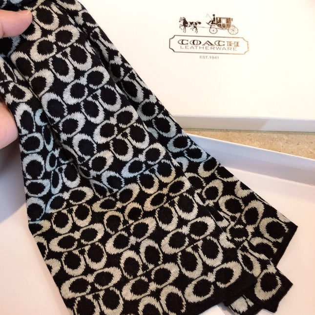 KNIT CASHMERE SCARF BLACK MIX WHITE 619589