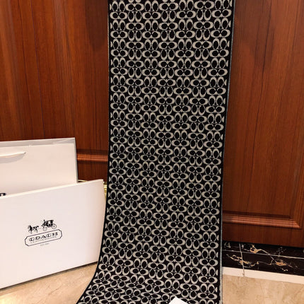 KNIT CASHMERE SCARF BLACK MIX WHITE 619589