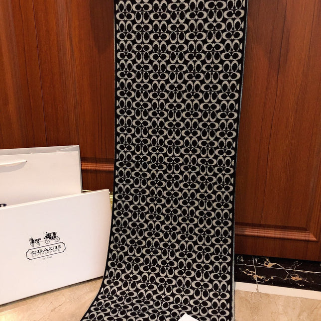 KNIT CASHMERE SCARF BLACK MIX WHITE 619589