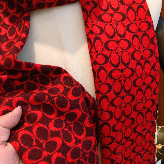 KNIT CASHMERE SCARF GARNET RED MIX BLACK 619590