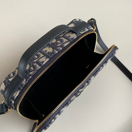 CARO 18 CAMERA BAG IN BLUE OBLIQUE JACQUARD