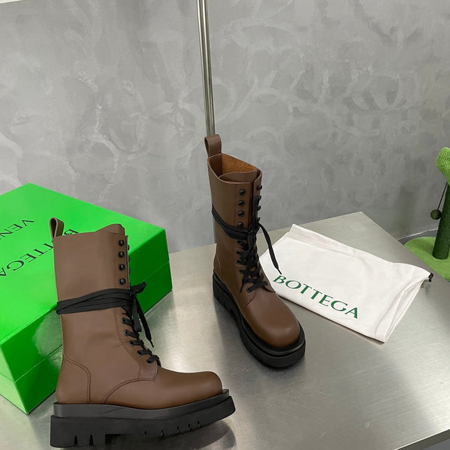 LUG LACE-UP BOOT IN CHOCOLATE BROWN CALFSKIN 7 CM