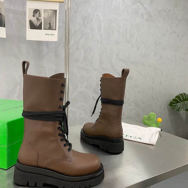 LUG LACE-UP BOOT IN CHOCOLATE BROWN CALFSKIN 7 CM