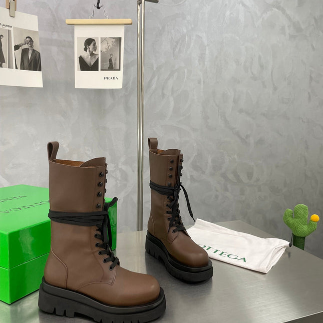 LUG LACE-UP BOOT IN CHOCOLATE BROWN CALFSKIN 7 CM