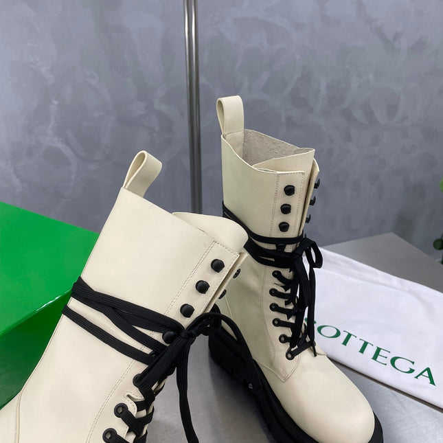 LUG LACE-UP BOOT IN BEIGE CREAM CALFSKIN 7 CM