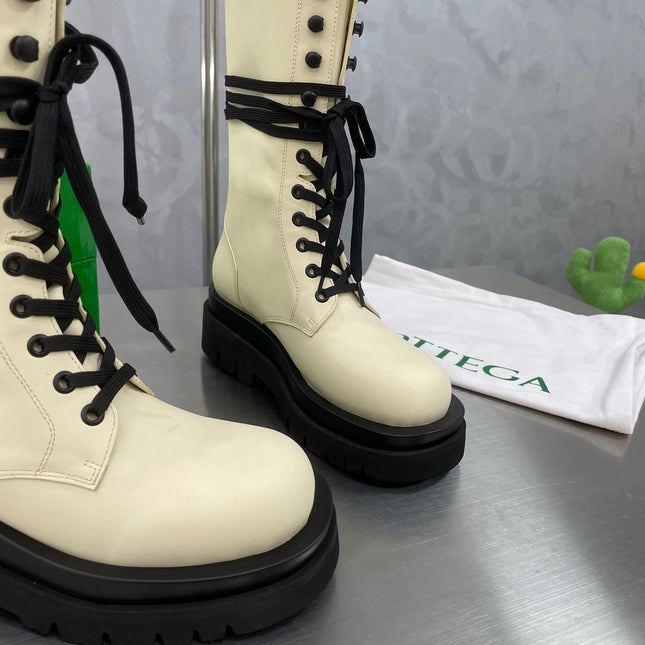 LUG LACE-UP BOOT IN BEIGE CREAM CALFSKIN 7 CM