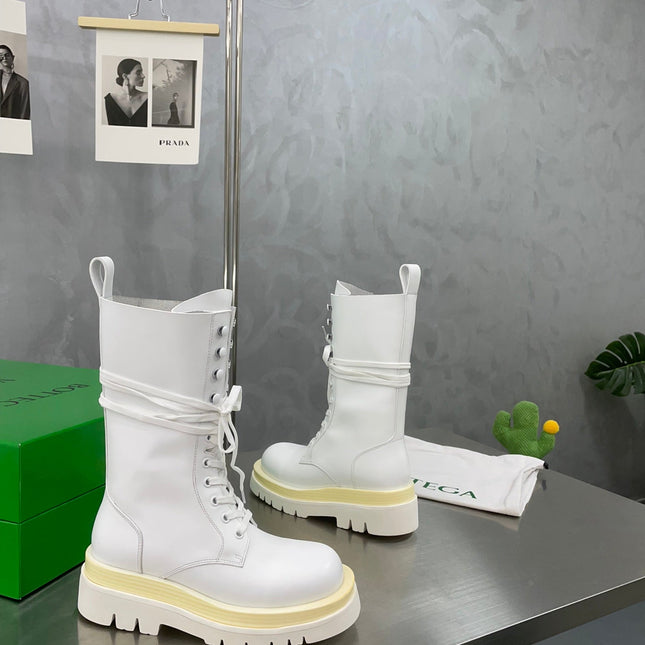 LUG LACE-UP BOOT IN WHITE CALFSKIN 7 CM