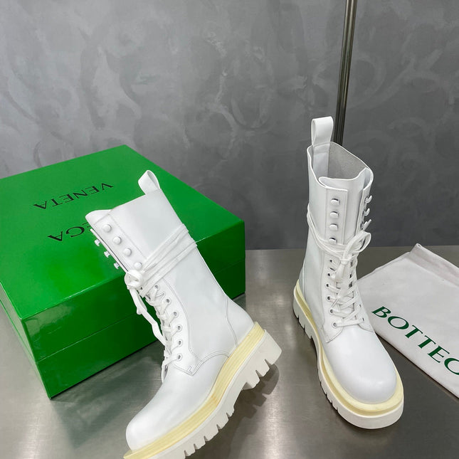 LUG LACE-UP BOOT IN WHITE CALFSKIN 7 CM