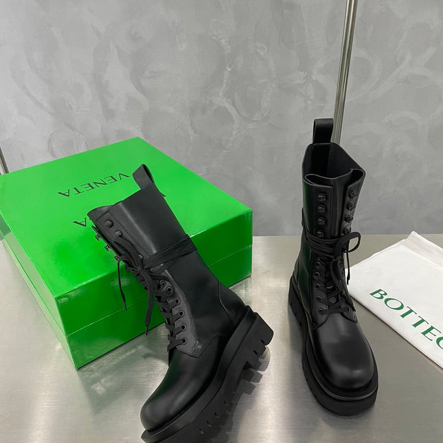 LUG LACE-UP BOOT IN BLACK CALFSKIN 7 CM
