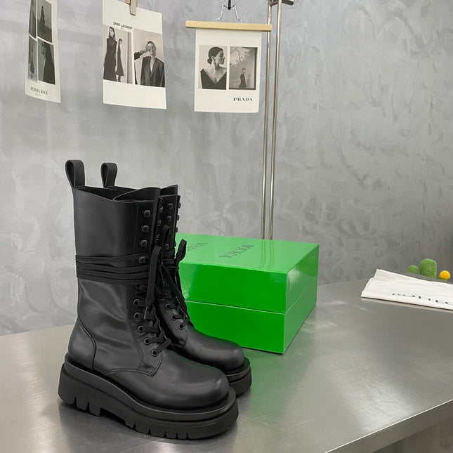 LUG LACE-UP BOOT IN BLACK CALFSKIN 7 CM