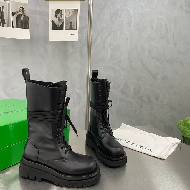 LUG LACE-UP BOOT IN BLACK CALFSKIN 7 CM