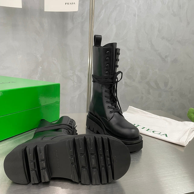 LUG LACE-UP BOOT IN BLACK CALFSKIN 7 CM