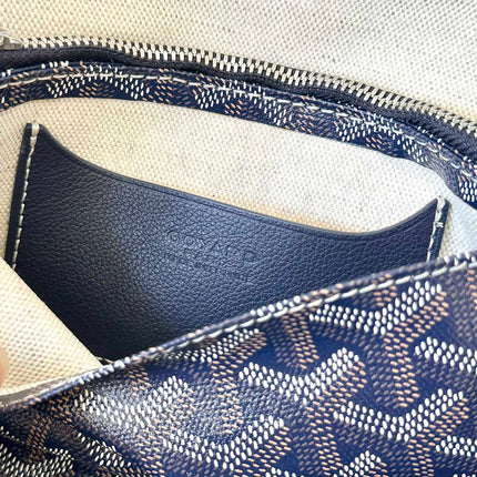 PLUMET POCKET WALLET 20 IN NAVY BLUE GOYARDINE CANVAS AND LAMBSKIN TRIM