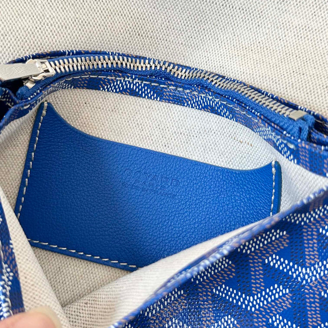 PLUMET POCKET WALLET 20 IN SAPPHIRE BLUE GOYARDINE CANVAS AND LAMBSKIN TRIM