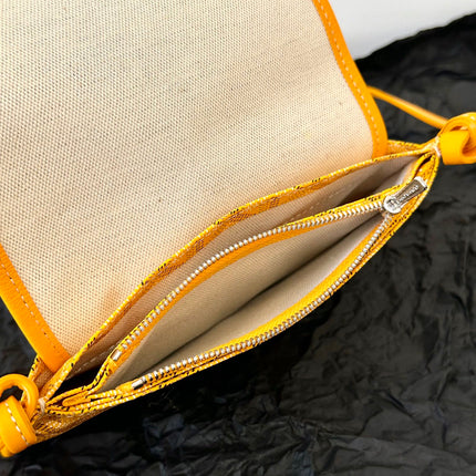 PLUMET POCKET WALLET 20 IN YELLOW GOYARDINE CANVAS AND LAMBSKIN TRIM