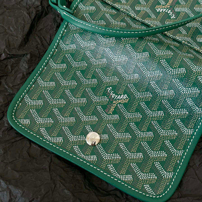 PLUMET POCKET WALLET 20 IN GREEN GOYARDINE CANVAS AND LAMBSKIN TRIM