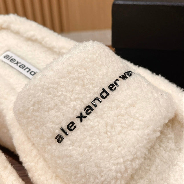 CHUNKY PLATFORM SIPPERS IN WHITE LAMBSWOOL