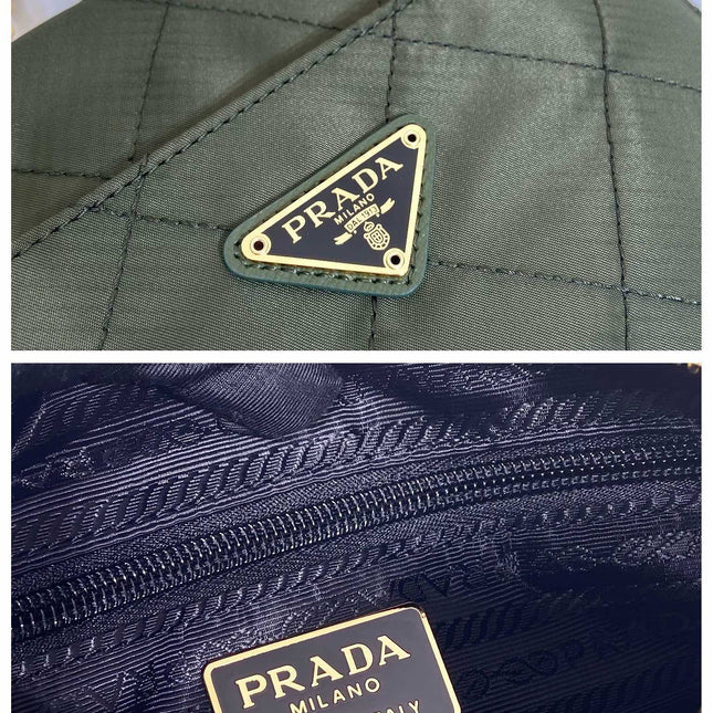 QUILTED HOBO BAG 19 IN PICKLE GREEN HANDMADE NYLON GOLD HARDWARE