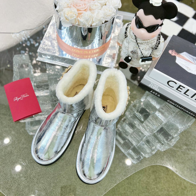 VIV SNOW ANKLE BOOTS IN SILVER PATENT CALFSKIN