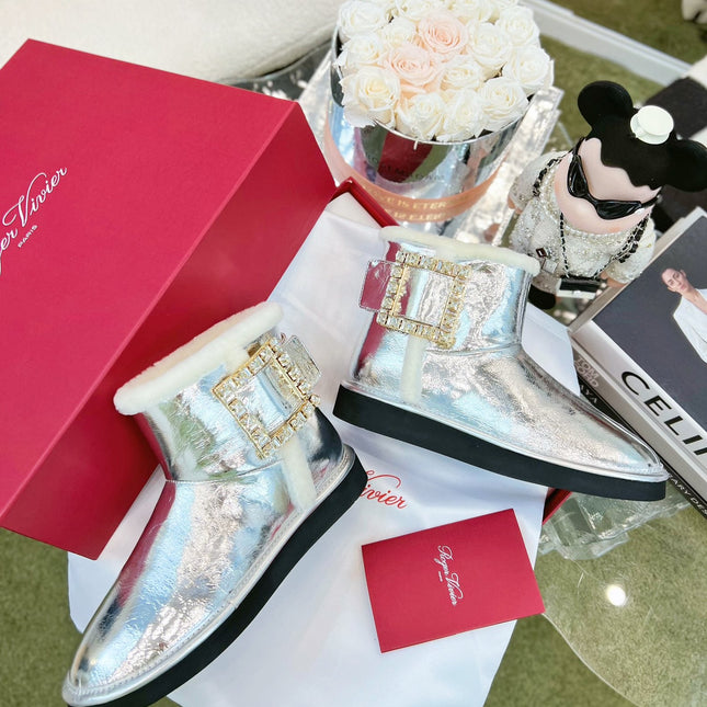 VIV SNOW ANKLE BOOTS IN SILVER PATENT CALFSKIN