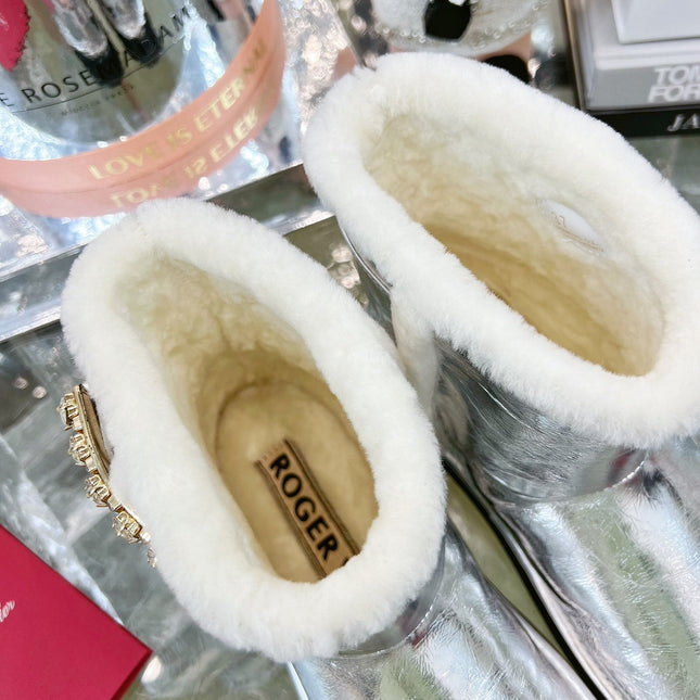 VIV SNOW ANKLE BOOTS IN SILVER PATENT CALFSKIN