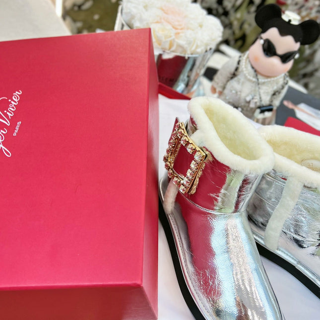 VIV SNOW ANKLE BOOTS IN SILVER PATENT CALFSKIN