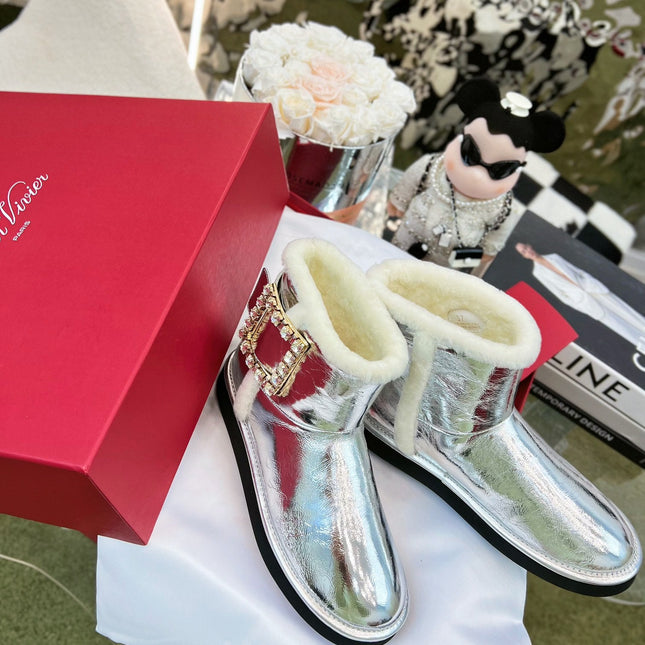 VIV SNOW ANKLE BOOTS IN SILVER PATENT CALFSKIN