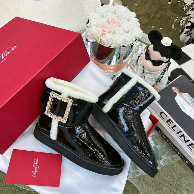 VIV SNOW ANKLE BOOTS IN BLACK PATENT CALFSKIN